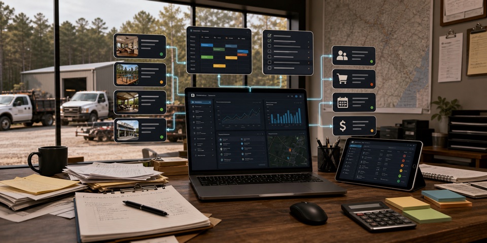 A custom business dashboard connecting workflow, records, and owner visibility